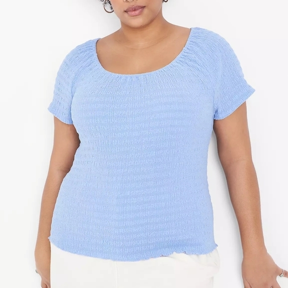 NWT Lane Bryant Fitted Cap Sleeve Wide Scoop Neck Blouse - Picture 1 of 7